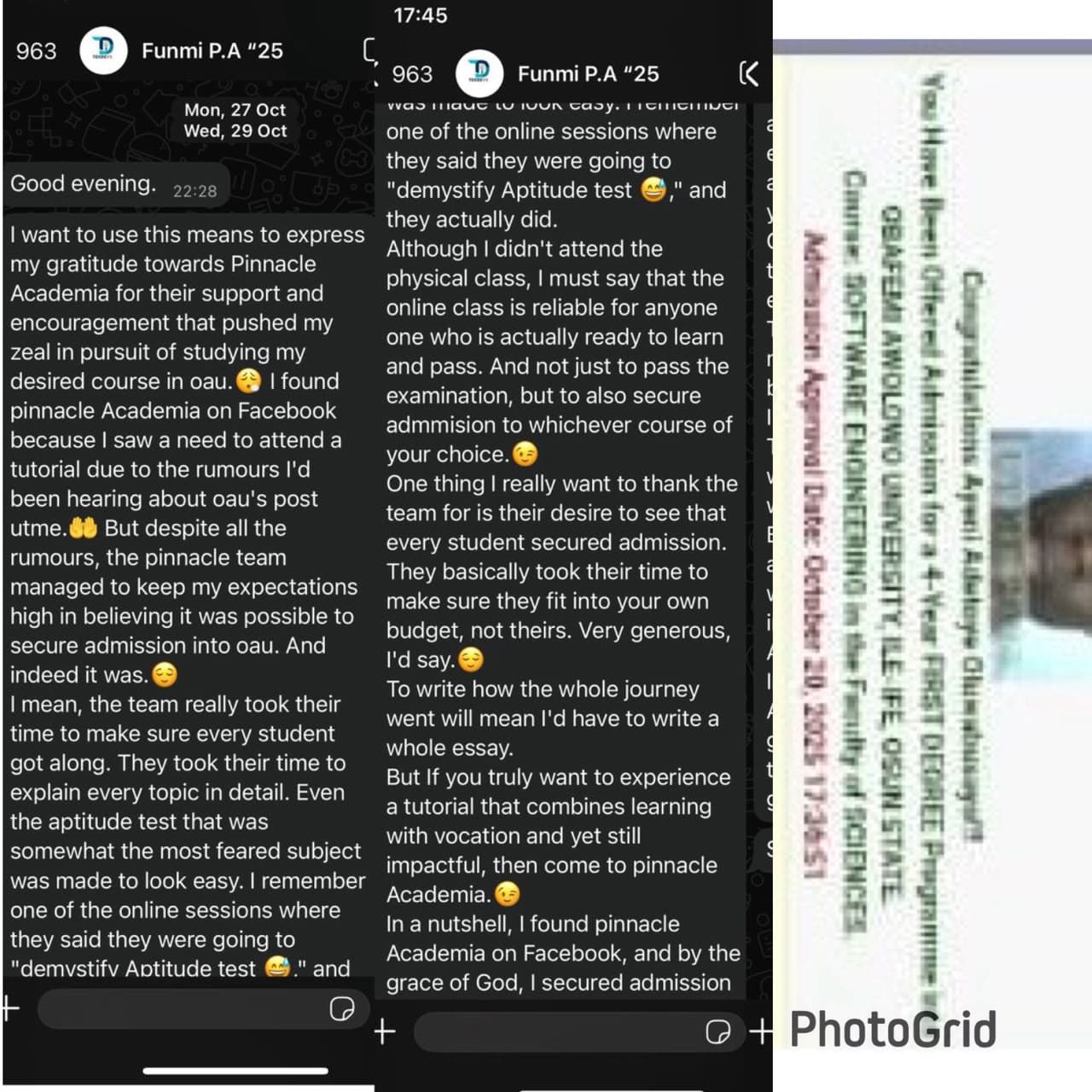 Student Success Testimonial